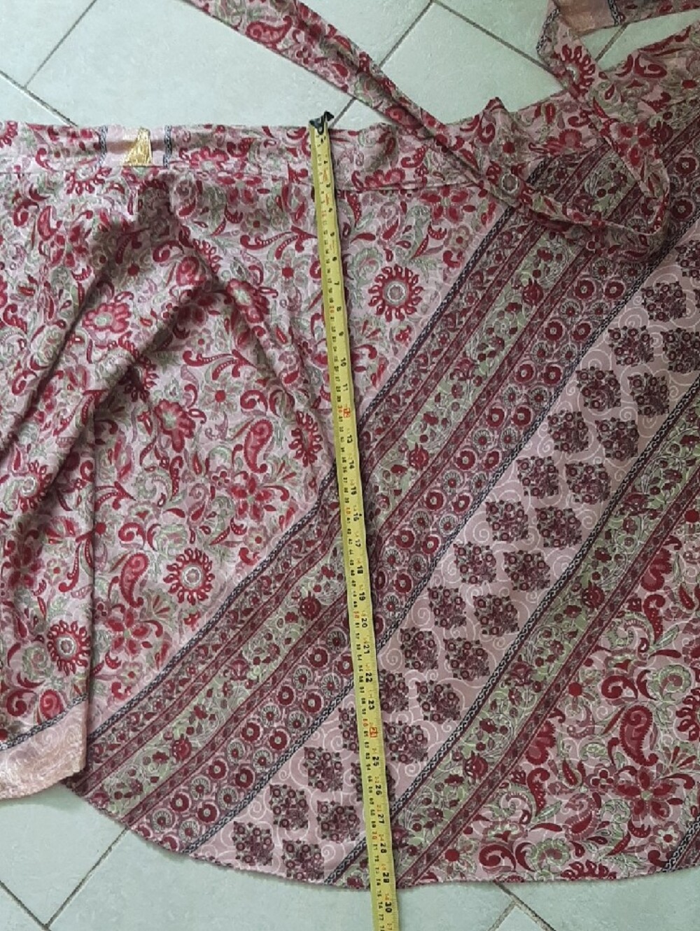 HANDMADE✌Boho WRAP Tie-Waist Midi Skirt MADE from SARI Fits Sz Small/Extra Lge - Picture 8 of 9